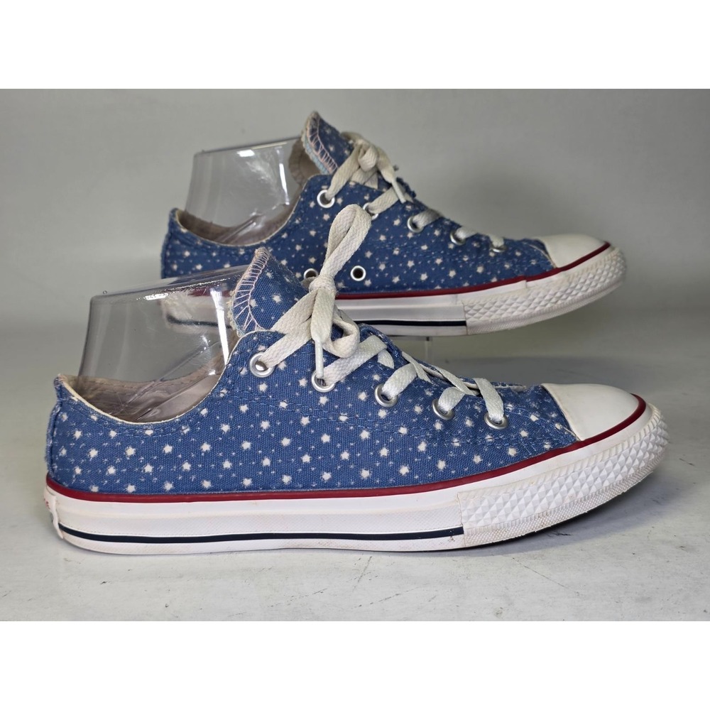 Converse Chuck Taylor All Star Junior Size 4 Blue White Low Top Double Tongue